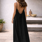 Women Linen Maxi Dress Spaghetti Strap Open Back Summer - Image 3