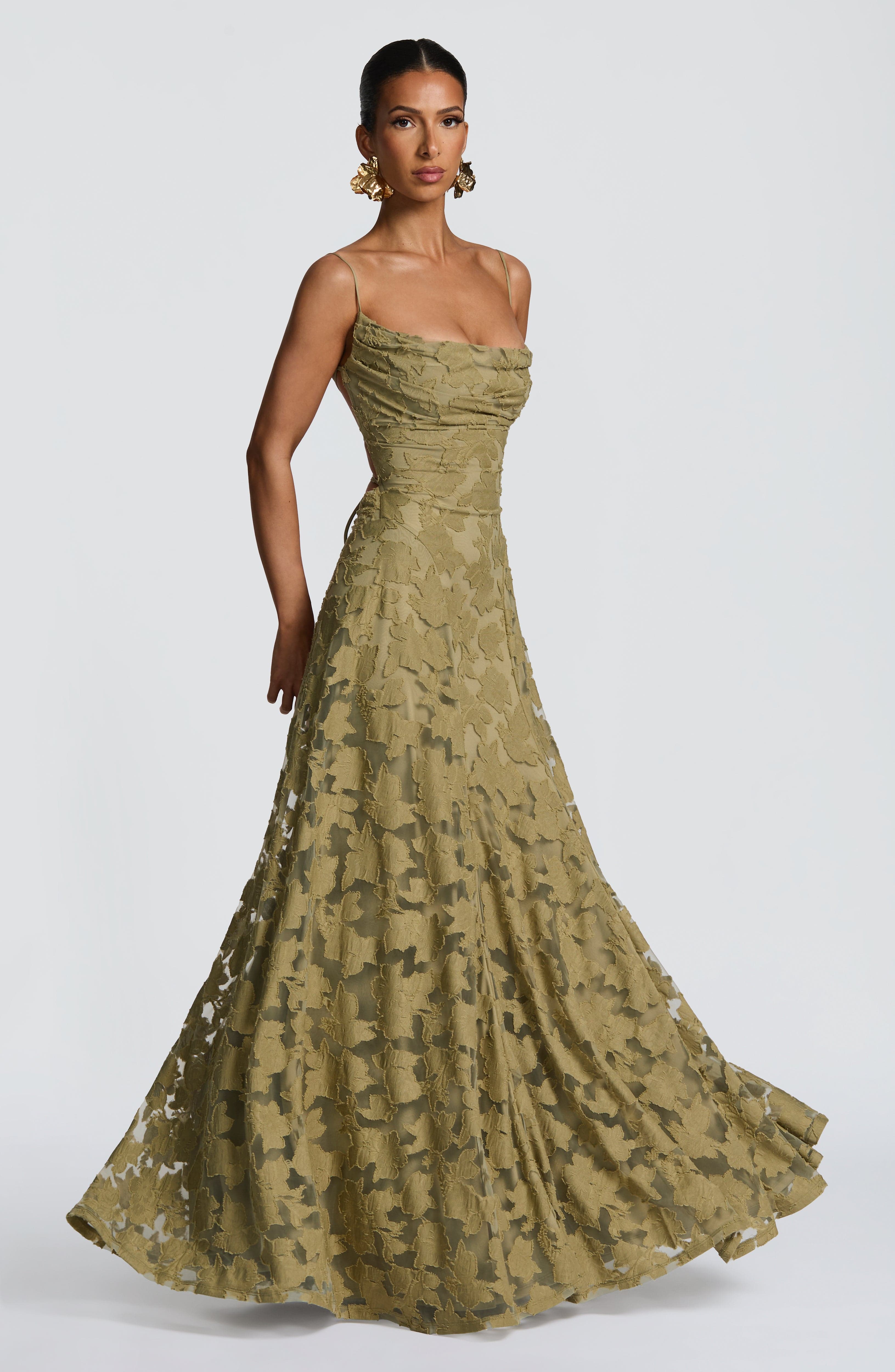 Damen Besticktes Maxi Abendkleid Elegant Lang