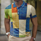 Herren Kariertes Patchwork Poloshirt Sommer - Image 10