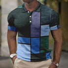 Herren Kariertes Patchwork Poloshirt Sommer - Image 11
