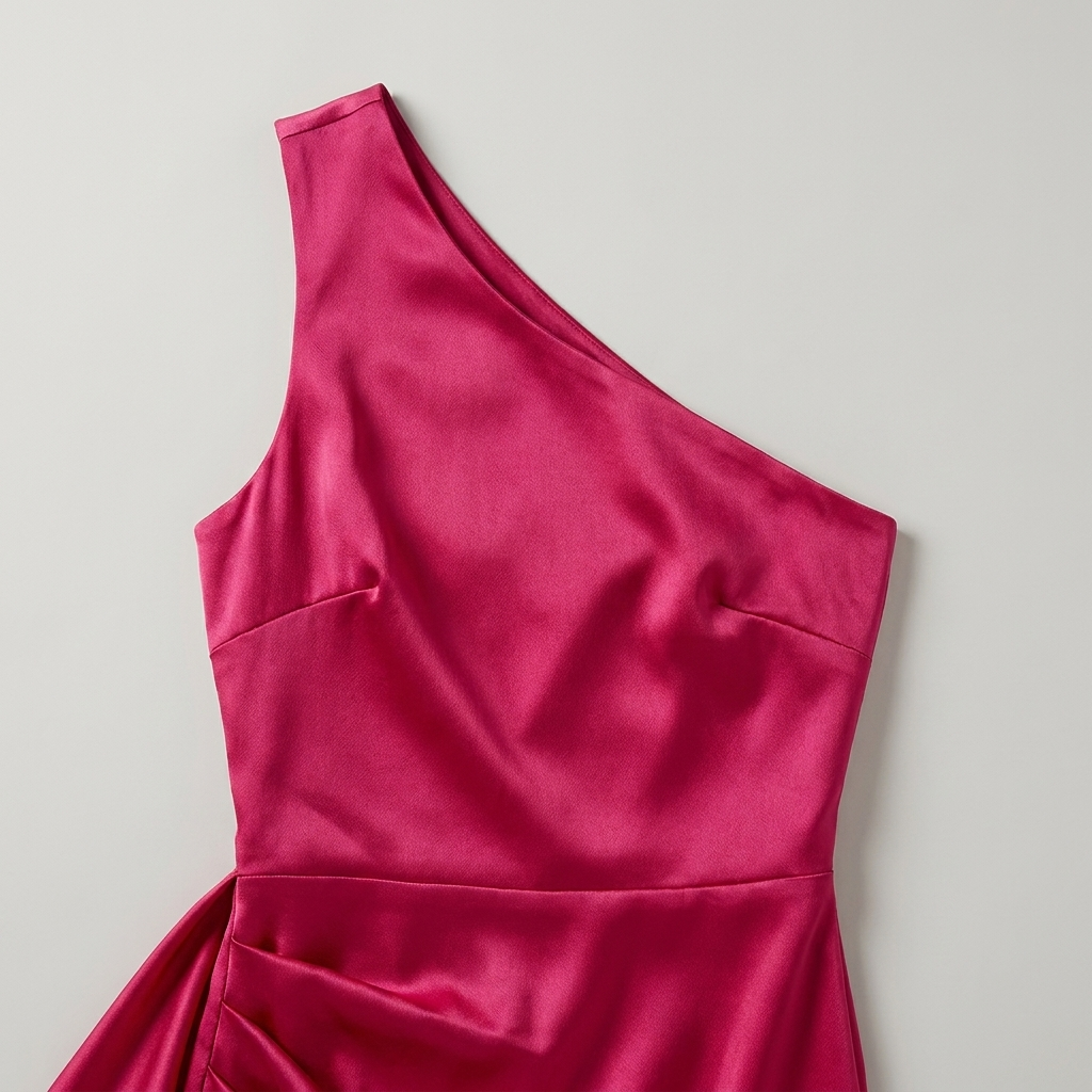 Damen Ein-Schulter Abendkleid Maxikleid hoher Schlitz drapiert - Image 2