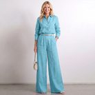 Women Linen Wide Leg Palazzo Pants - Image 2