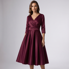 Women Draped Collar A-Line Midi Dress with Pockets - Image 7