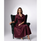 Women Draped Collar A-Line Midi Dress with Pockets - Image 9