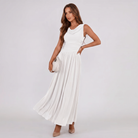 Damen Plisseekleid Festliches Midi-Kleid Drapierter Ausschnitt - Image 4
