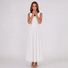 Damen Plisseekleid Festliches Midi-Kleid Drapierter Ausschnitt