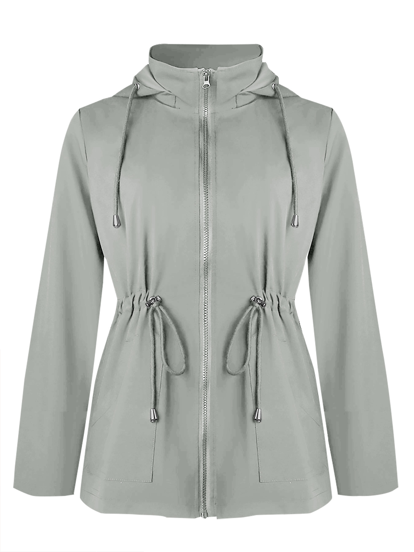Damen Übergangsjacke Kapuze Leicht Reißverschluss - Image 2
