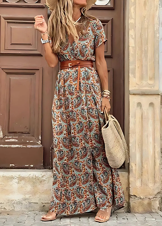 Damen Sommer Paisley Maxikleid Tailliert - Image 5
