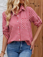 Wyvara – Camicia da donna a maniche lunghe a quadri con abbottonatura
