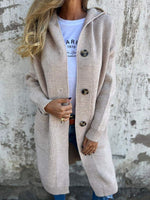 Mirela – Dámský dlouhý cardigan s knoflíky a kapucí