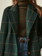 Damen Tweed Wollmantel Kariert Retro - Image 2