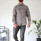 Herren Hemdjacke Overshirt Lange Ärmel Knopfleiste - Image 7
