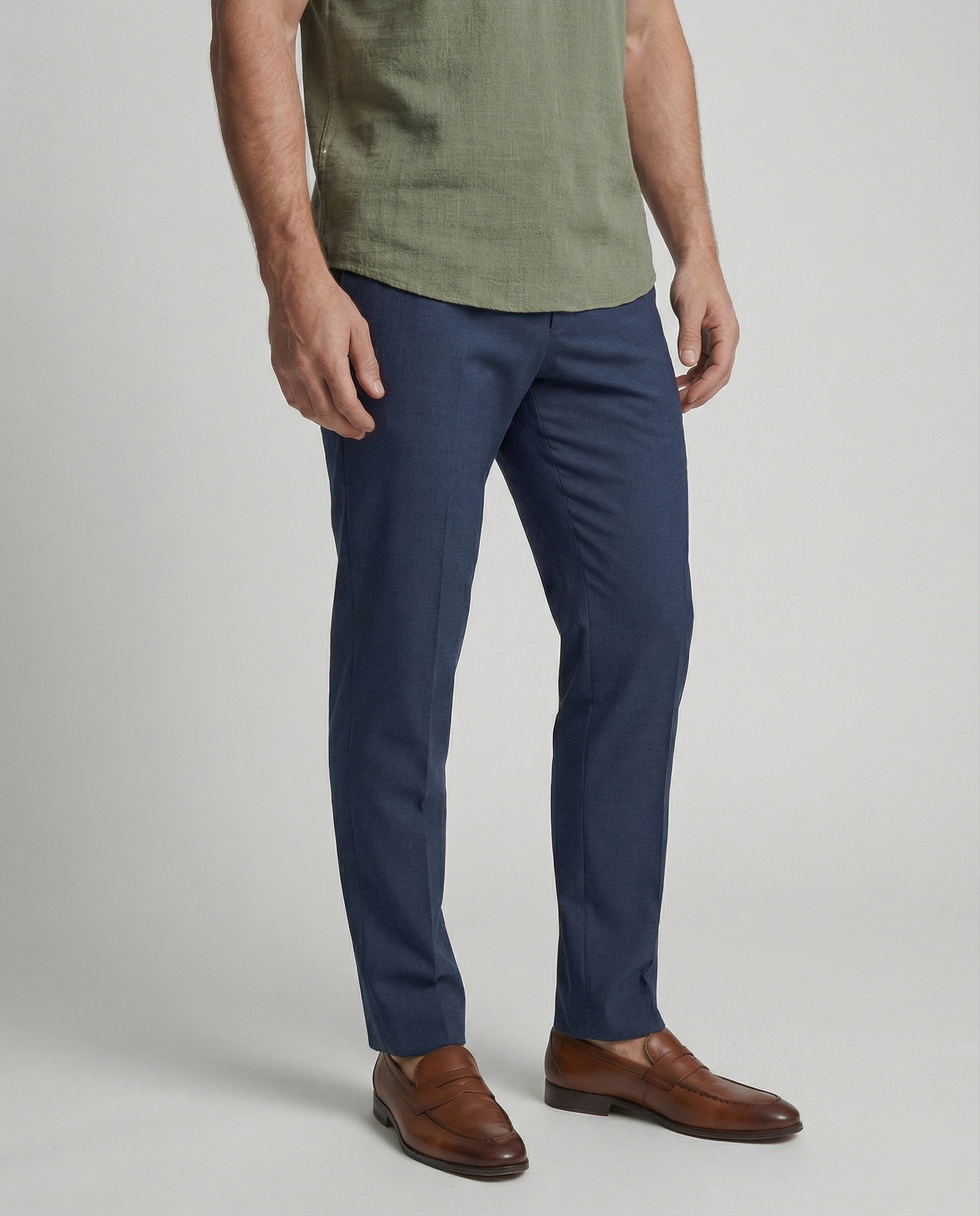 Men's Linen Band Collar Short Sleeve Shirt - Image 4