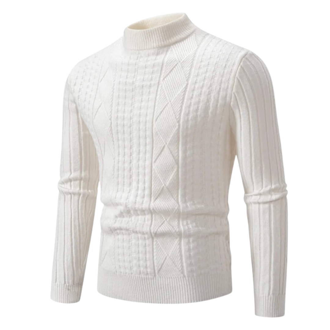 Herren Rollkragenpullover Zopfmuster Strickpullover