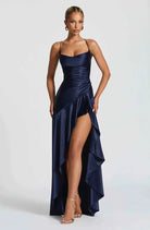 Damen Maxikleid mit Schlitz Elegant Lang