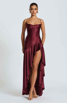 Damen Maxikleid mit Schlitz Elegant Lang - Image 10