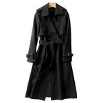 Casaco comprido clássico para senhora, estilo trench coat