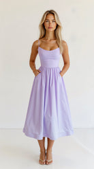 Damen Midi A-Linien Kleid Spaghettiträger Klassisch - Image 3