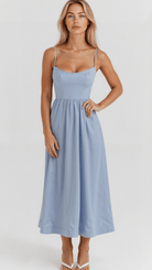 Damen Midi A-Linien Kleid Spaghettiträger Klassisch - Image 2