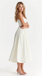 Damen Midi A-Linien Kleid Spaghettiträger Klassisch - Image 6