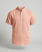 Men's Linen Band Collar Short Sleeve Shirt - Image 6
