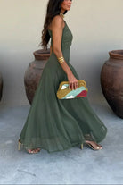 Damen Plissee One-Shoulder Maxikleid Sommer - Image 12