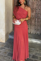 Damen Plissee One-Shoulder Maxikleid Sommer - Image 6