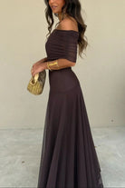 Damen Plissee One-Shoulder Maxikleid Sommer - Image 2