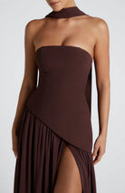 Trägerloses Korsett Maxikleid Schaldetail hohem Schlitz - Image 5