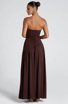 Trägerloses Korsett Maxikleid Schaldetail hohem Schlitz - Image 4