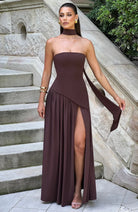 Trägerloses Korsett Maxikleid Schaldetail hohem Schlitz - Image 8