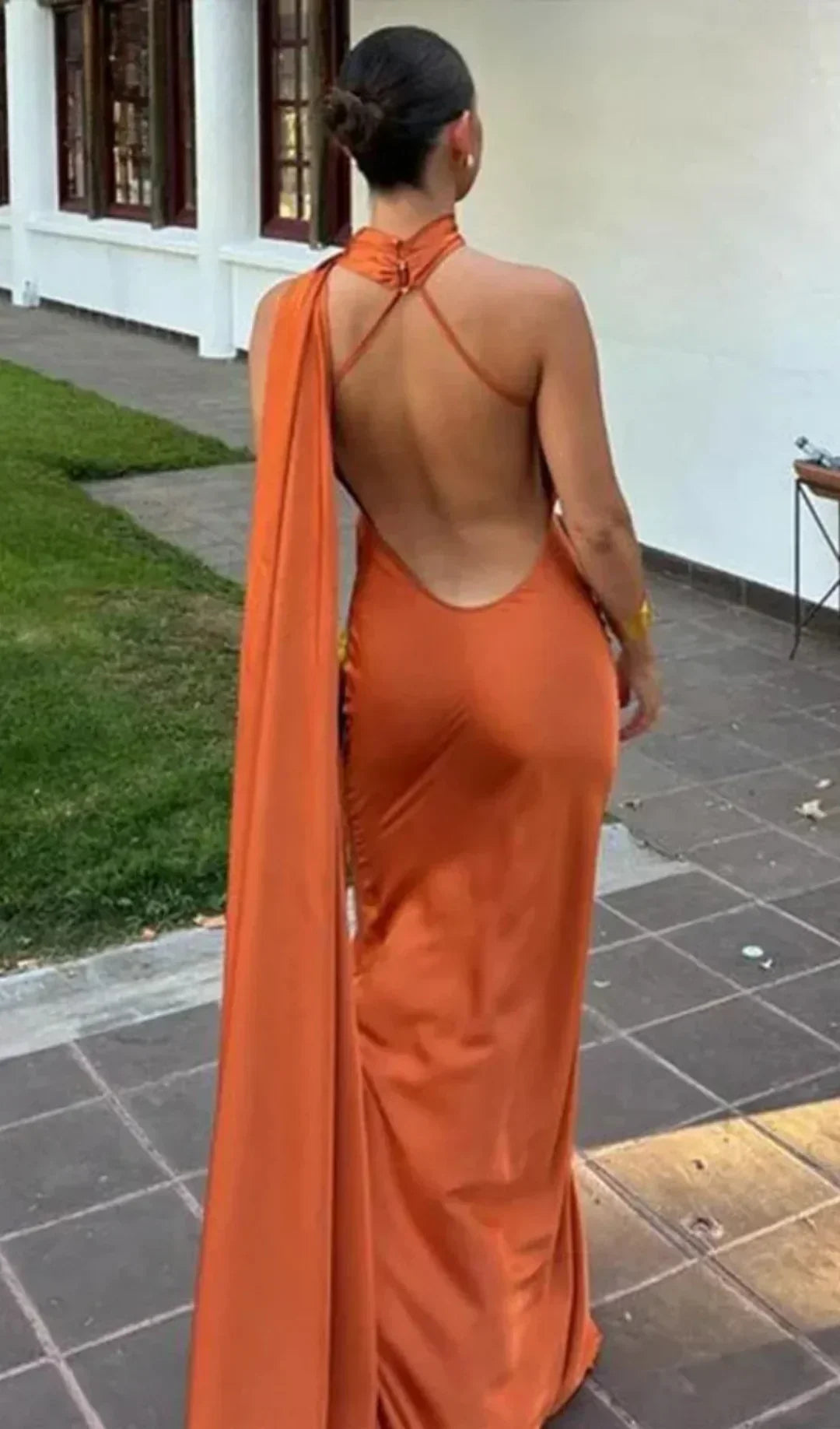 Damen Maxikleid Einschulter Drapiert - Image 8