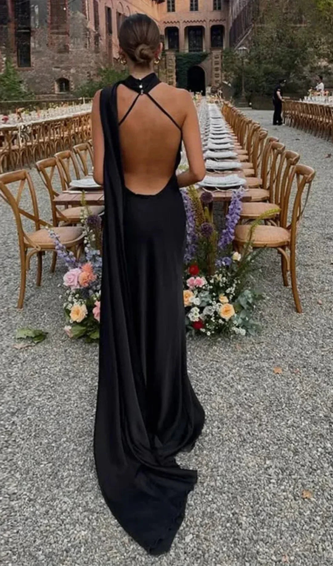 Damen Maxikleid Einschulter Drapiert - Image 6