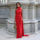 Damen Maxikleid Einschulter Drapiert - Image 13