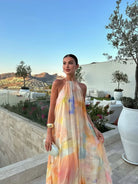 Damen Maxikleid rückenfrei bedruckt fließend - Image 3