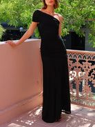 Damen Maxikleid elegant asymmetrisch gerafft - Image 7