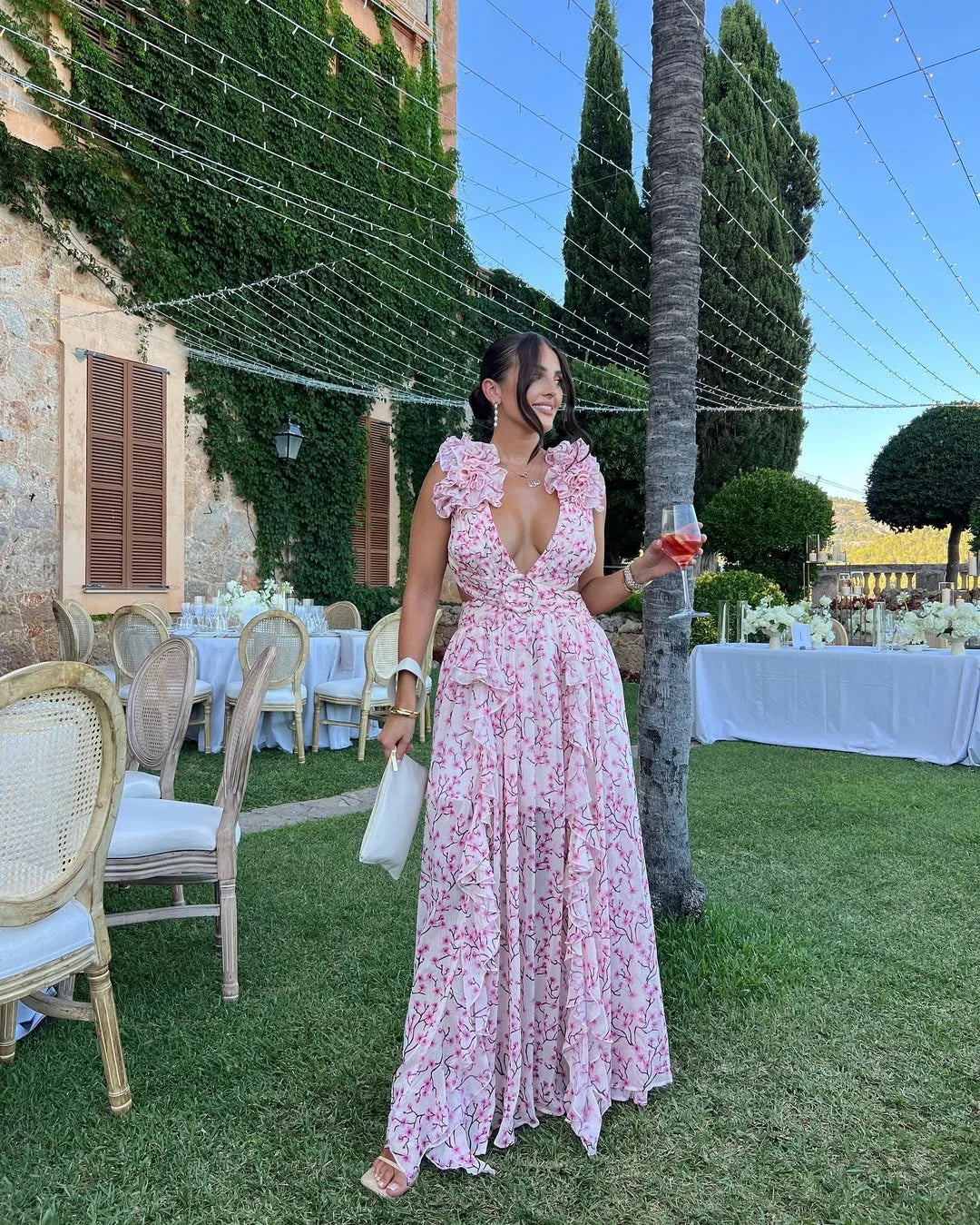 Damen Ärmellos Blumen Maxikleid - Image 9