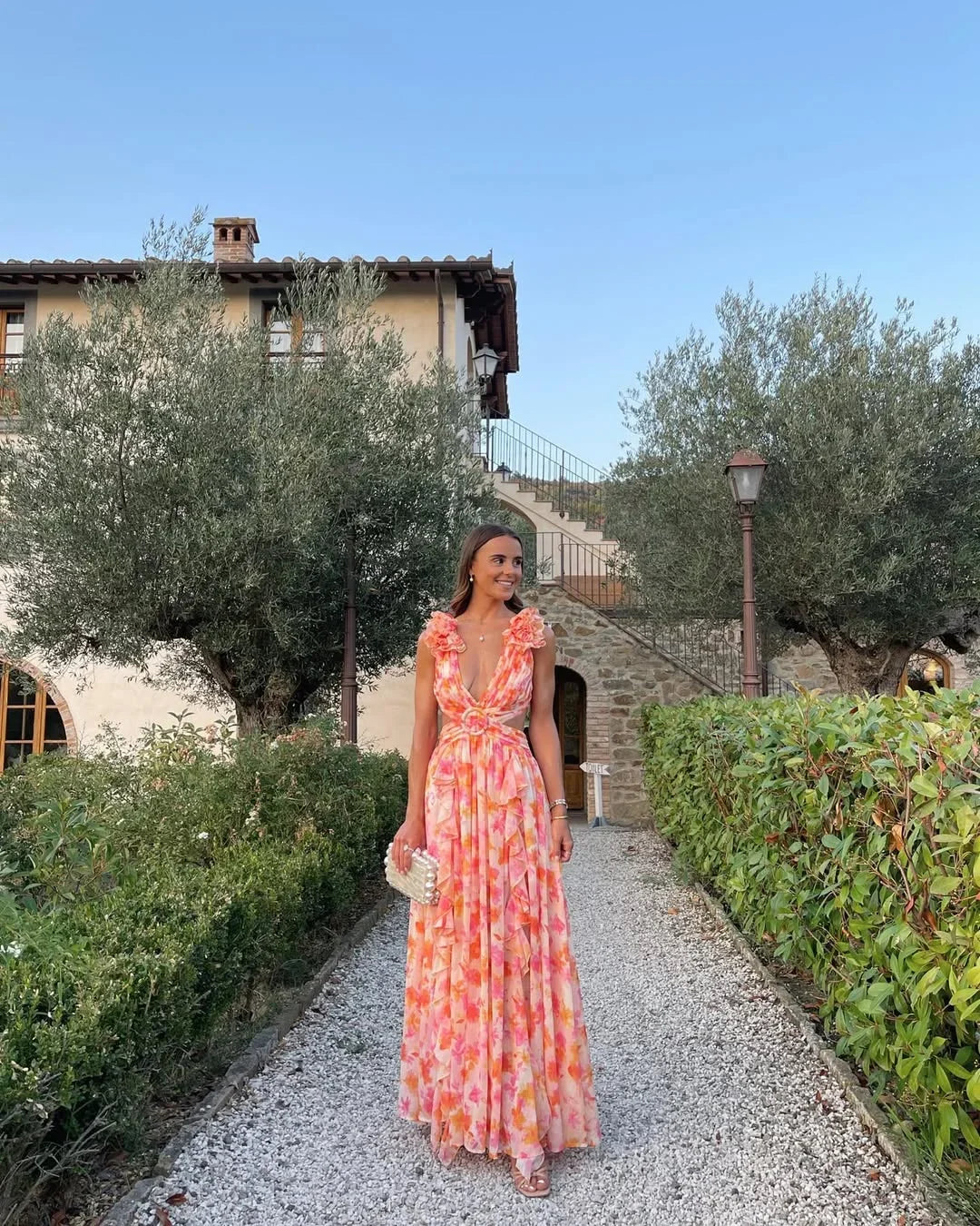Damen Ärmellos Blumen Maxikleid - Image 2