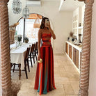 Damen Maxikleid Trägerlos Rot Orange - Image 4