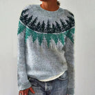 Damen Vintage Strickpullover Norwegermuster Rundhals - Image 8