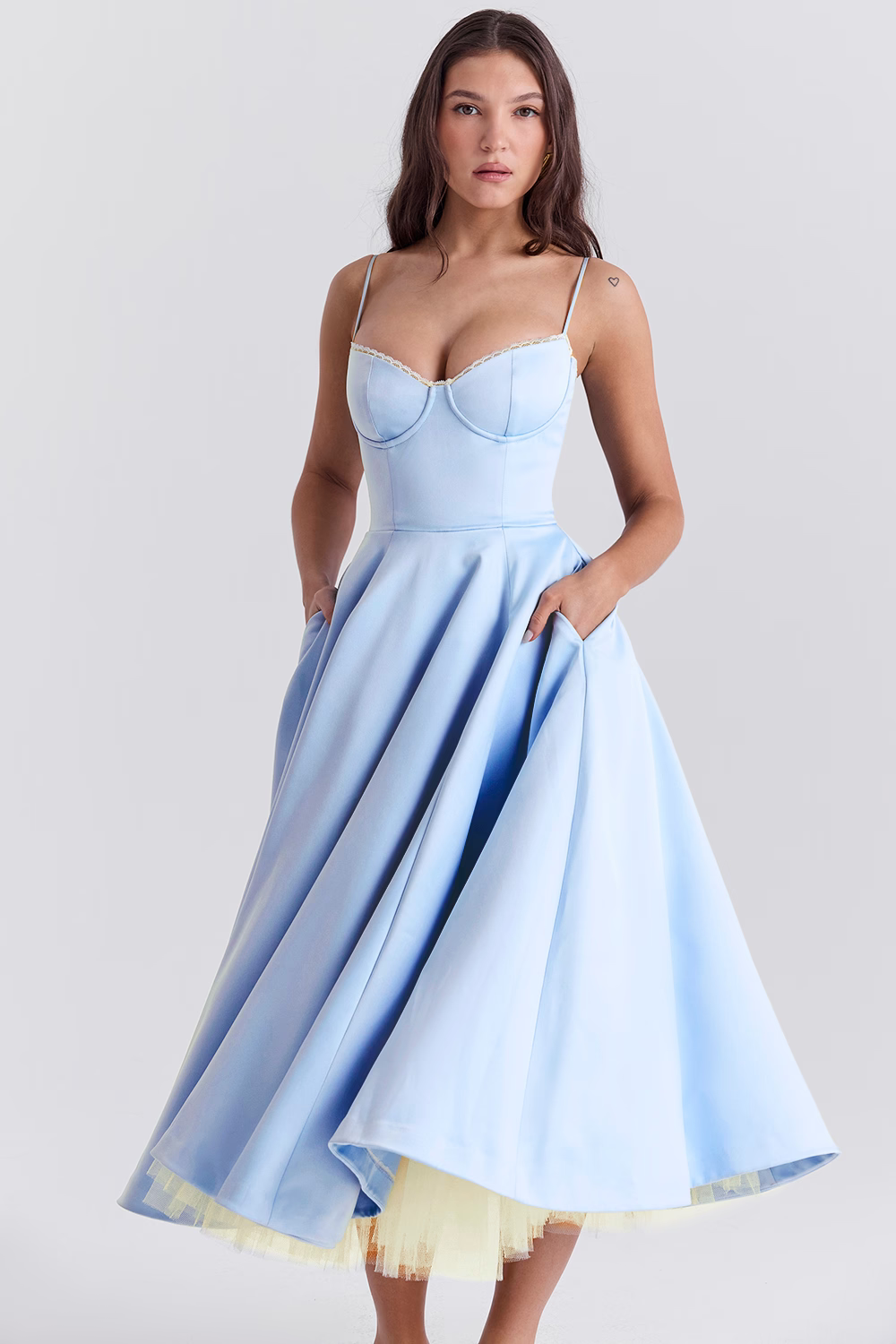 Damen Midi-Tüllkleid Träger Festlich - Image 3