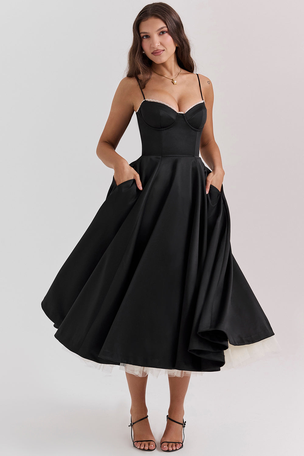 Damen Midi-Tüllkleid Träger Festlich - Image 13