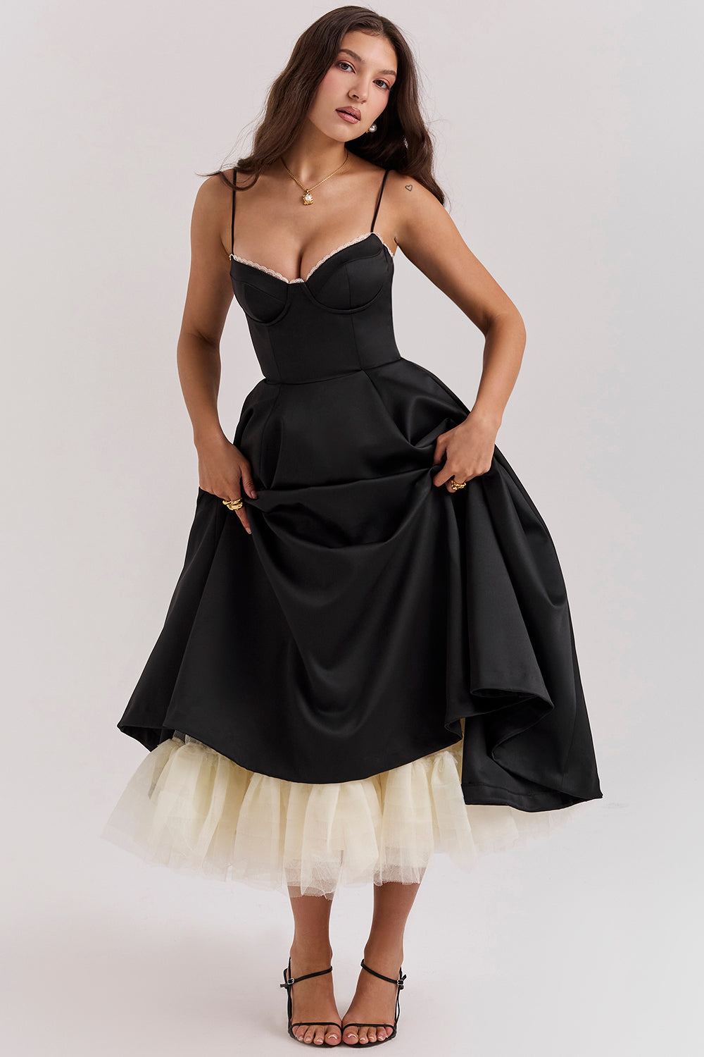 Damen Midi-Tüllkleid Träger Festlich - Image 15