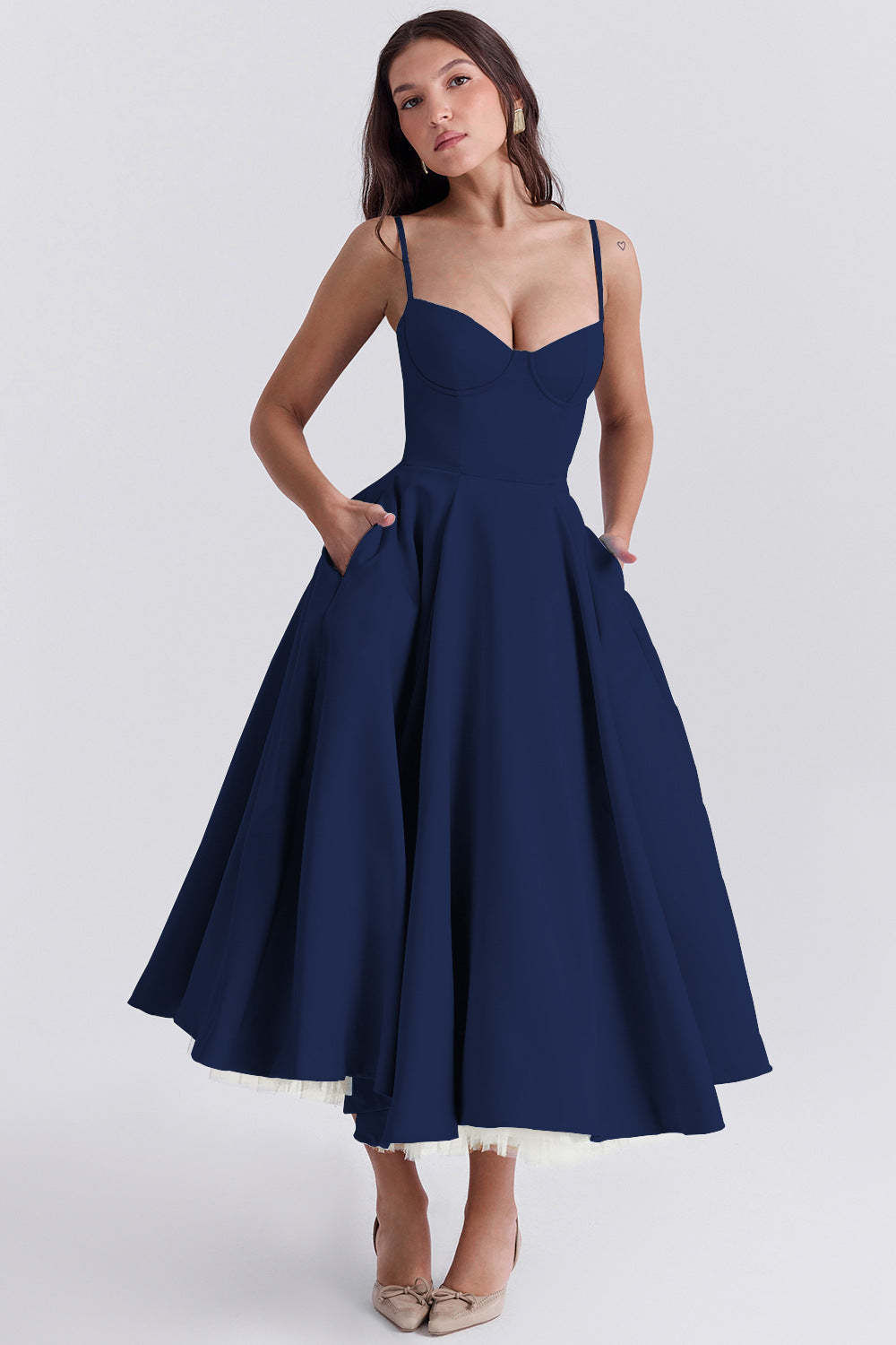 Damen Midi-Tüllkleid Träger Festlich - Image 26