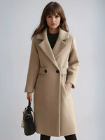 Manteau d'hiver femme avec fermeture à un bouton et ceinture à la taille