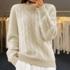Damen Zopfstrickpullover Kuscheliger Warmer Strickpullover