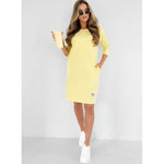 Lieka - Vestido con cuello redondo, manga tres cuartos y bolsillos