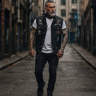 Herren Denim Motorradweste Biker Kutte Ärmellos