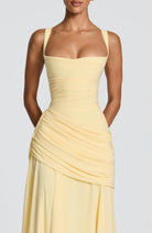 Damen Elegantes Langes Abendkleid Maxikleid Asymmetrisch Wasserfallausschnitt - Image 4
