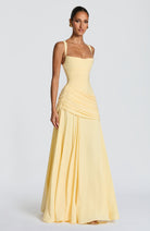 Damen Elegantes Langes Abendkleid Maxikleid Asymmetrisch Wasserfallausschnitt - Image 3